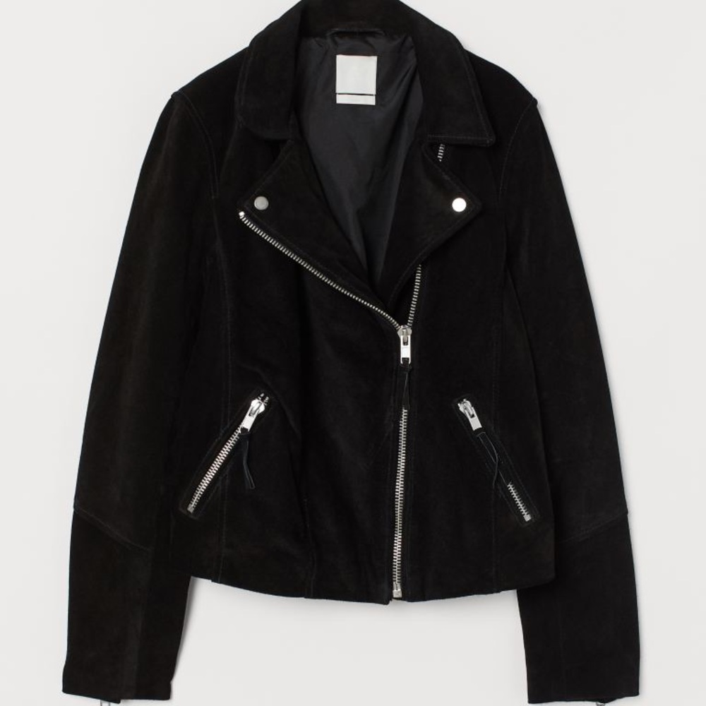 H&M Real Suede Biker Jacket NWT XS - Picture 6 of 6